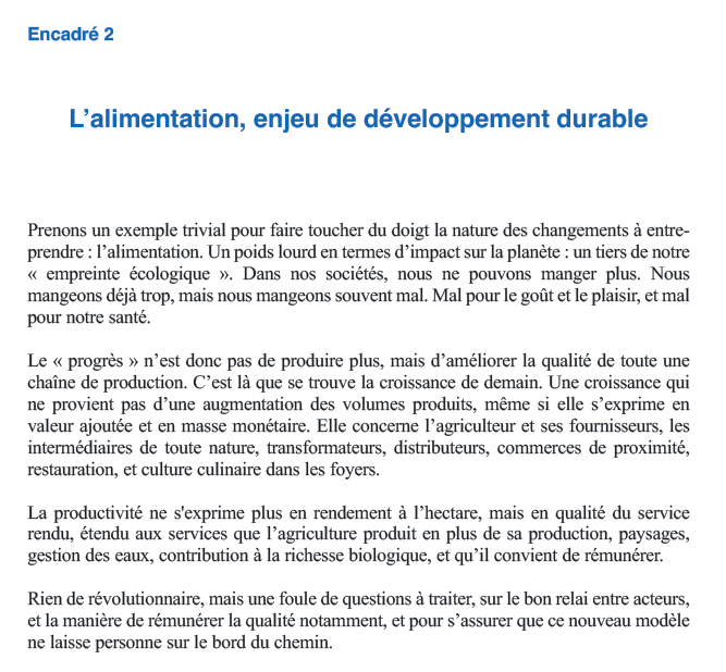 L'alimentation et le développement durable