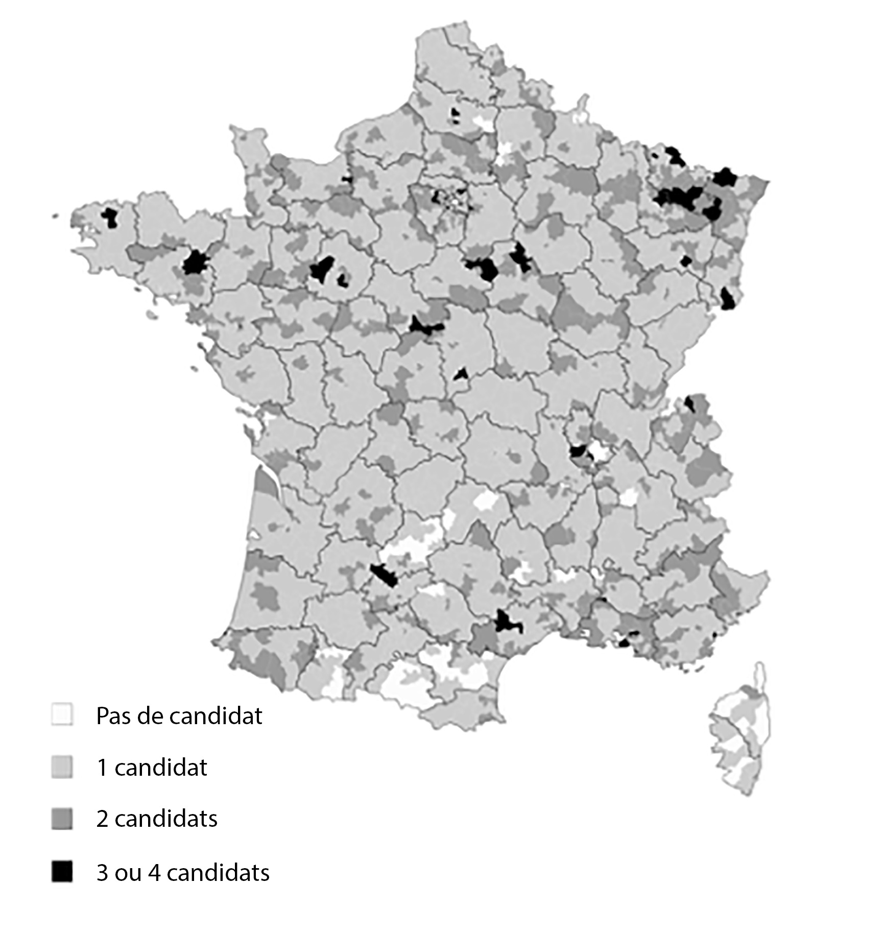 Niveau de fragmentation de la droite aux élections départementales de 2015