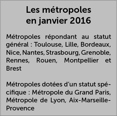 Les métropoles en janvier 2016