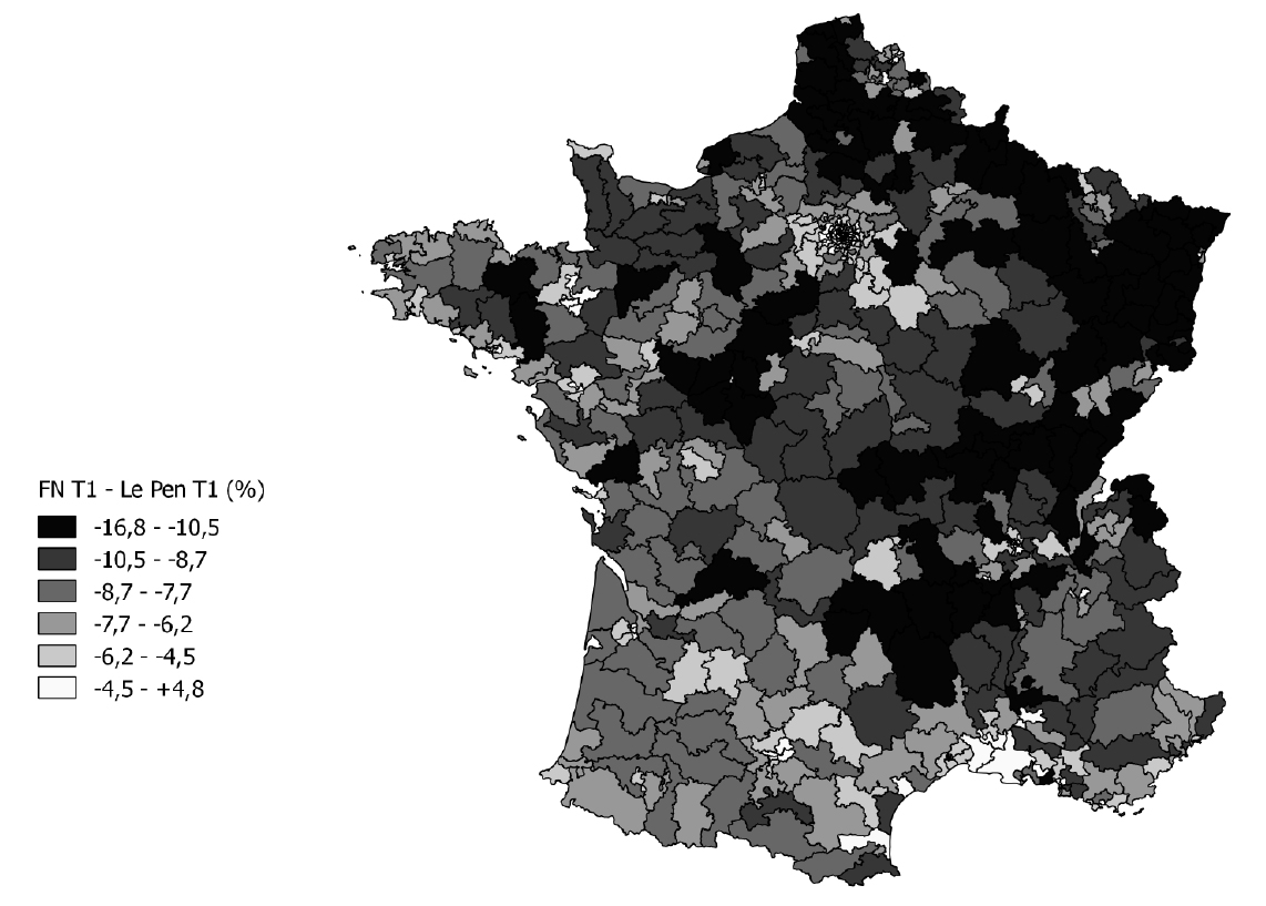 Pertes subies par les candidats du FN au premier tour des élections législatives de juin 2017