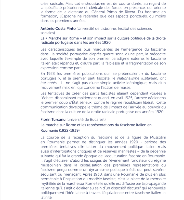 Signification et portée de la marche sur Rome : Europe, Amérique latine